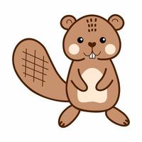 Funny beaver on  white background. Illustration for children. Cute character. vector