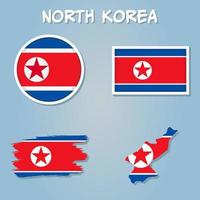 Democratic People's Republic of Korea, North Korea  vector map, flag, borders, mask , capital, area and population infographic.