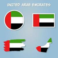 United Arab Emirates highly detailed political map with national flag isolated on blue background. vector