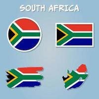 Republic of South Africa detailed map with flag of country. vector