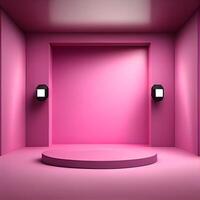 rosado estudio habitación antecedentes con destacar en. ilustrador generativo ai foto