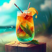 Fresh summer cocktail. Illustration photo