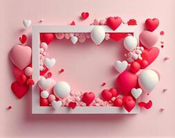 Pink Valentines Day Greeting Card Love Background. Illustration photo