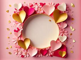 Pink Valentines Day Greeting Card Love Background. Illustration photo