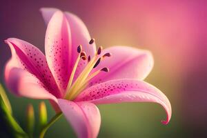 Blooming Fragrant Pink Lily Illustration photo
