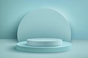 Abstract 3D realistic blue empty round podiums. Minimal scene for product display presentation. Award ceremony concept. Abstract scene with cylindrical podiums vector