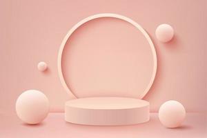 Abstract 3D realistic pink empty round podiums. Minimal scene for product display presentation. Award ceremony concept. Abstract scene with cylindrical podiums vector