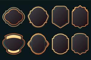 Set of blank empty dark shields. Shield badge shapes. Vintage frames for emblems, labels, insignia vector