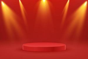 Empty round podium with spotlight. Award ceremony concept.Abstract scene with lights. Geometry shape platform vector