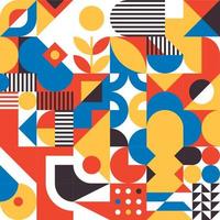 Simple geometric bauhaus inspired seamless pattern. Minimal modern abstract shapes. Abstract retro tiles with circles and triangles. Basic square figures vector