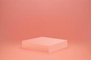 Pink empty 3d podium. Square shape showroom pedestal. Empty platform vector