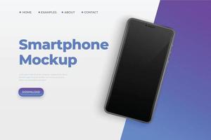 Realistic smartphone mockup. 3d mobile phone with blank screen. Modern cell phone template on colourful background vector