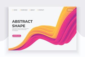 Yellow and red geometric compositions with gradient. Duotone fluid shape. Landing page with gradient vector