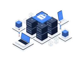 Database Isometric Illustration Flat Color. Suitable for Mobile App, Website, Banner, Diagrams, Presentation, and Other Graphic Assets. vector