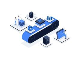 Data processing Isometric Illustration Flat Color. Suitable for Mobile App, Website, Banner, Diagrams, Presentation, and Other Graphic Assets. vector