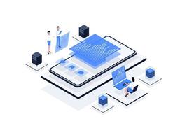 Marketing analytics Isometric Illustration Flat Color. Suitable for Mobile App, Website, Banner, Diagrams, Presentation, and Other Graphic Assets. vector