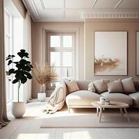 Beige Minimalist Modern Interior Design. photo