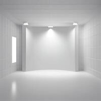 White studio room background with spotlight on. Illustrator photo