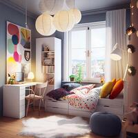 Pink Cute Childish Room Interior. photo