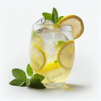 delicious lemonade glass on white background. Illustration photo