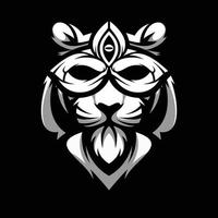 Tiger Mask Black and White Mascot Design vector