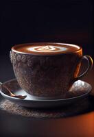 Cup of hot cappuccino coffee. Illustration photo