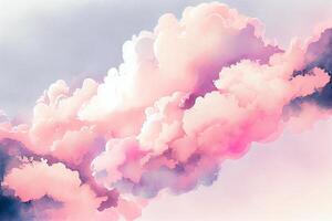 acuarela azúcar algodón nubes antecedentes ligero rosado antecedentes. ilustración generativo ai foto