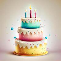 Birthday cake with candles. Illustration photo