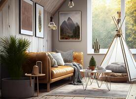 beige minimalista moderno interior diseño. generativo ai foto