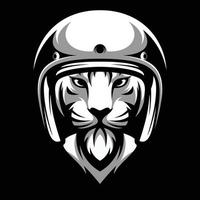 Tiger Ride Black and White Mascot Design vector