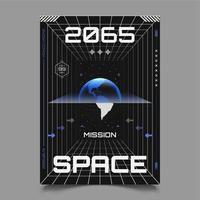 Poster with HUD elements, perspective grid, futuristic design elements, chart and model of planet. Abstract poster with wireframe figures vector