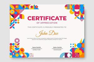 Bauhaus inspired certificate of appreciation with square figures and text. Minimal modern abstract brochure. Abstract background with basic figures templates vector