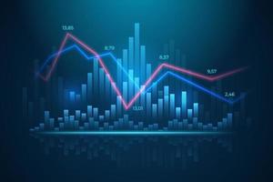 Glowing vector chart of investment financial data. Infographic elements with glowing elements and mirror effect