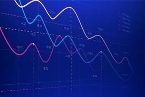 negativo gráfico de inversión financiero datos. el concepto de económico recesión y crisis. Tres que cae cartas de mundo comercio vector