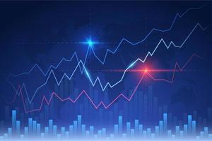 Glowing vector chart of investment financial data. Infographic elements with glowing elements and world map