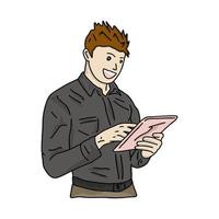 Illustration icon of gesture man doing presentation at meeting. really good for icon of powerpoint, presentation icon for your business vector