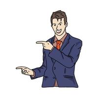 Illustration icon of gesture man doing presentation at meeting. really good for icon of powerpoint, presentation icon for your business vector