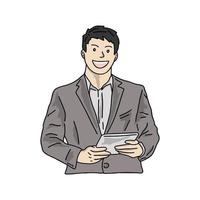 Illustration icon of gesture man doing presentation at meeting. really good for icon of powerpoint, presentation icon for your business vector