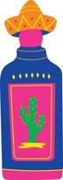 Mexican tequila bottle illustration element vector