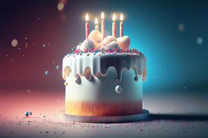 Birthday cake with candles. Illustration photo