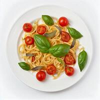 Spaghetti with Cherry Tomatoes and Basil. photo