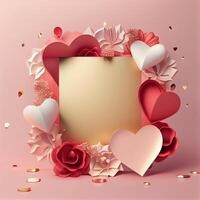 Pink Valentines Day Greeting Card Love Background. Illustration photo