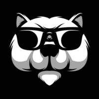 oso gafas de sol negro y blanco mascota diseño vector
