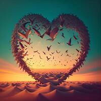 Fly Birds in Heart Shape. photo