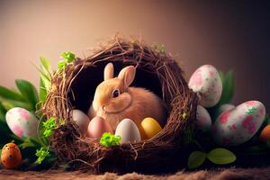 Easter background natural cute Rabbit. Illustration photo