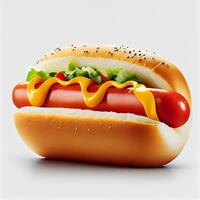 Hot Dog on the White Background. photo