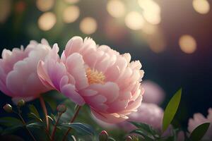 Pink Natural Peony Flower Summer Background photo