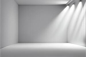 White studio room background with spotlight on. Illustrator photo