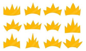 Golden crown icons set. Vector illustration