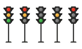 Street traffic light icon with three aspects. Vector illustration.